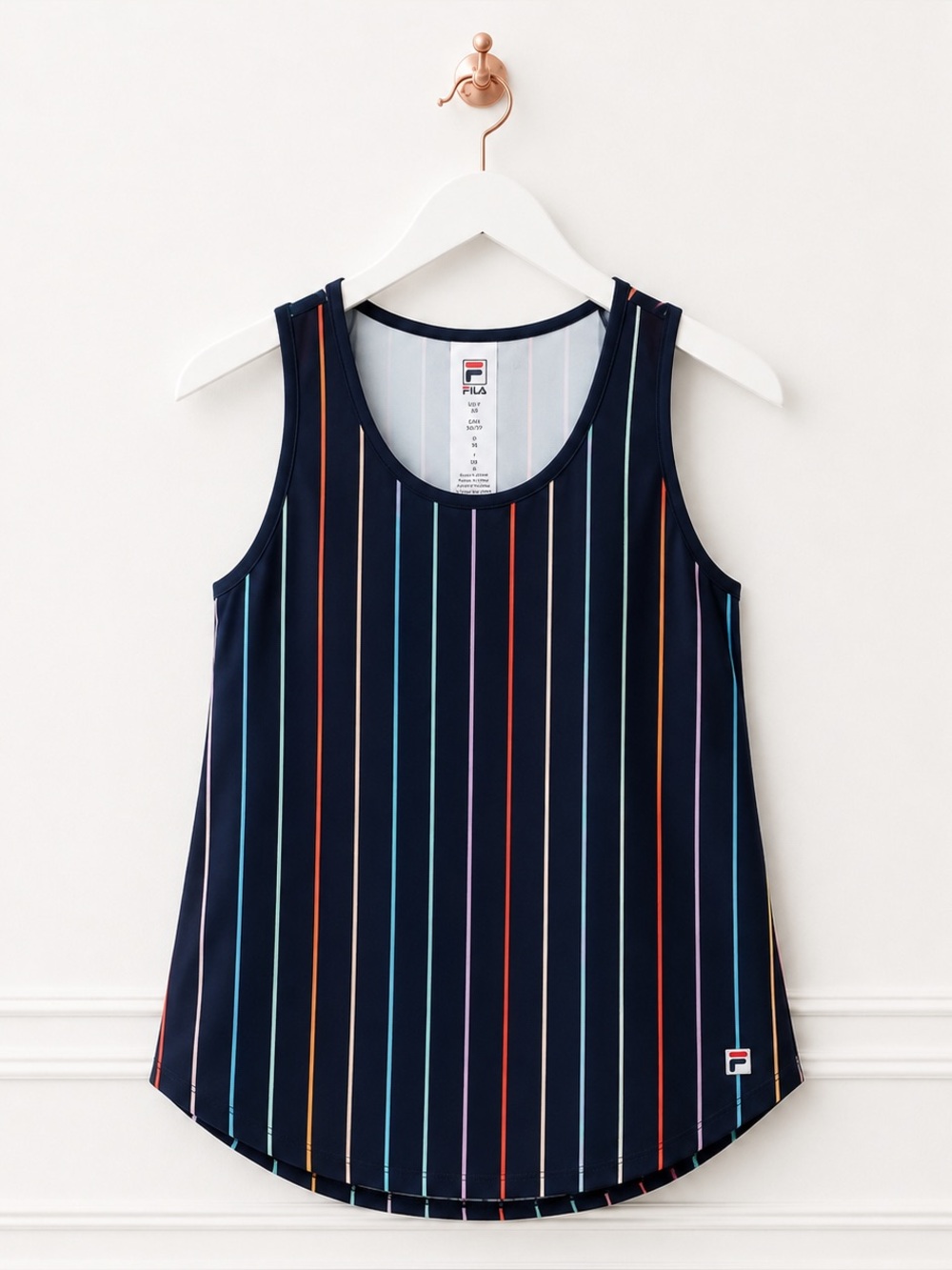 NWT Fila Womens XS Cross Court Rainbow Stripe Loose Fit Tennis Tank Top